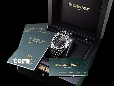 Audemars Piguet 愛彼 AP錶 Royal Oak 皇家橡樹 15500ST.OO.1220ST.03 經典 Grande Tapisserie 黑色格紋面盤 大三針 鍊帶款 2022年新式保卡&nbsp;自動上鍊 41mm