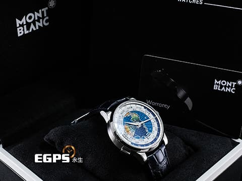Montblanc 萬寶龍 Heritage Spirit 116534 傳承精神UNICEF系列 世界時區腕錶 亞洲限量款 極少見中文地名錶盤  限量500枚 聯合國兒童基金會標誌錶背 深藍色皮革錶帶 自動上鍊 41mm