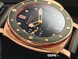 PANERAI 沛納海 SUBMERSIBLE PAM00974 PAM974 18K玫瑰金材質 <font color=#FF0000>台灣公司貨 2020年保單 </font> <font color=#ffffff> 黑色陶瓷錶圈 碳黑色面盤 </font> 自動上鏈 42mm