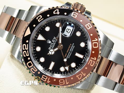 ROLEX 勞力士 GMT-Master II 格林威治型 126711CHNR 兩地時區 棕黑雙色 陶瓷錶圈 沙士圈 126711 CHNR 永恆玫瑰金 半金款 2022年保卡 自動上鏈 40mm