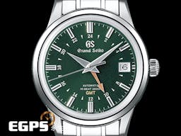 GRAND SEIKO 特級精工 GS 精工 Elegance Collection 節氣系列 Hi-beat GMT SBGJ251 高振頻 兩地時區 <font color=#00ff00>錶盤設計源自 二十四節氣「春分」，春分時節，春天再度來臨，山櫻紛紛綻放，綠色面盤和玫瑰金的配色完美捎來春天的信息</font> 不鏽鋼 <font color=#FF0000>2024年保單</font> 自動上鍊 40mm