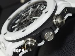 HUBLOT 宇舶 BIG BANG UNICO 大爆炸 飛返 計時碼表 421.HX.1170.RX <font color="#FFFFFF">白陶瓷</font> 三日鍊 <font color="#FF0000">鏤空面盤 2021年保卡</font> 自動上鍊 44mm