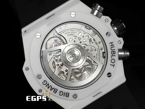 HUBLOT 宇舶 BIG BANG UNICO 大爆炸 飛返 計時碼表 421.HX.1170.RX 白陶瓷 三日鍊 鏤空面盤 2021年保卡 自動上鍊 44mm