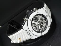 HUBLOT 宇舶 BIG BANG UNICO 大爆炸 飛返 計時碼表 421.HX.1170.RX <font color="#FFFFFF">白陶瓷</font> 三日鍊 <font color="#FF0000">鏤空面盤 2021年保卡</font> 自動上鍊 44mm