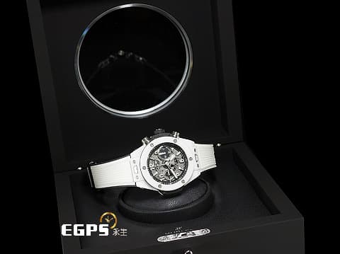 HUBLOT 宇舶 BIG BANG UNICO 大爆炸 飛返 計時碼表 421.HX.1170.RX 白陶瓷 三日鍊 鏤空面盤 2021年保卡 自動上鍊 44mm
