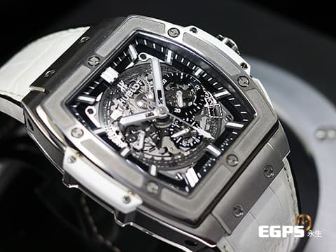 Hublot 宇舶 SPIRIT OF BIG BANG 大爆炸 靈魂系列 601.NE.0172.LR.JPN17 緞面及拋光鈦金屬材質  鏤空面盤 2018年保卡&nbsp;自動上鍊 45mm