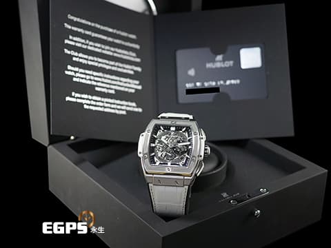 Hublot 宇舶 SPIRIT OF BIG BANG 大爆炸 靈魂系列 601.NE.0172.LR.JPN17 緞面及拋光鈦金屬材質  鏤空面盤 2018年保卡&nbsp;自動上鍊 45mm
