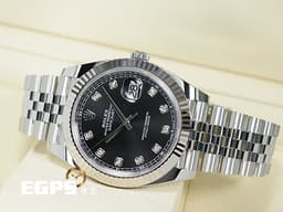 ROLEX 勞力士 DATEJUST 41 蠔式日誌型 126334 不鏽鋼材質 <font color="#05f0f0">原鑲鑽石時標 黑色面盤</font>&nbsp;&nbsp;<font color="#FF0000">2026年保卡 經典三角坑紋錶圈 紀念型（Jubilee）五株錶帶</font>&nbsp;自動上鍊 41mm