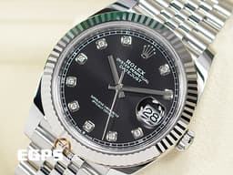 ROLEX 勞力士 DATEJUST 41 蠔式日誌型 126334 不鏽鋼材質 <font color="#05f0f0">原鑲鑽石時標 黑色面盤</font>&nbsp;&nbsp;<font color="#FF0000">2026年保卡 經典三角坑紋錶圈 紀念型（Jubilee）五株錶帶</font>&nbsp;自動上鍊 41mm