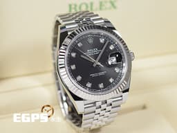 ROLEX 勞力士 DATEJUST 41 蠔式日誌型 126334 不鏽鋼材質 <font color="#05f0f0">原鑲鑽石時標 黑色面盤</font>&nbsp;&nbsp;<font color="#FF0000">2026年保卡 經典三角坑紋錶圈 紀念型（Jubilee）五株錶帶</font>&nbsp;自動上鍊 41mm