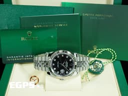 ROLEX 勞力士 DATEJUST 41 蠔式日誌型 126334 不鏽鋼材質 <font color="#05f0f0">原鑲鑽石時標 黑色面盤</font>&nbsp;&nbsp;<font color="#FF0000">2026年保卡 經典三角坑紋錶圈 紀念型（Jubilee）五株錶帶</font>&nbsp;自動上鍊 41mm