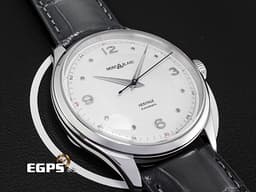 Montblanc 萬寶龍 HERITAGE SPIRIT 119943 灰色皮革錶帶 <font color="#FF0000">銀白色面盤 不鏽鋼拋光劍形指針 藍色秒針 2026年保卡</font>&nbsp;自動上鍊 40mm