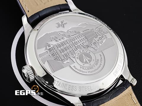 Montblanc 萬寶龍 HERITAGE SPIRIT 119943 灰色皮革錶帶 銀白色面盤 不鏽鋼拋光劍形指針 藍色秒針 2026年保卡&nbsp;自動上鍊 40mm