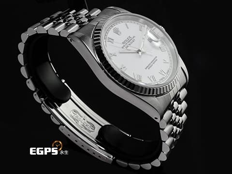 ROLEX 勞力士 DateJust DJ 36 16234 不銹鋼材質 白色面盤 羅馬數字時標 紀念型 五銖錶帶 自動上鍊 36mm