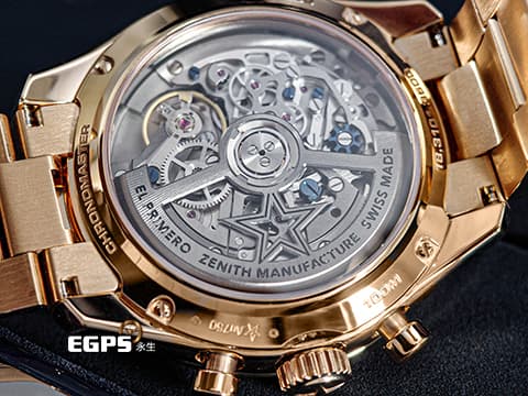 ZENITH 真力時 El Primero 系列 Chronomaster Sport 經典三色計時盤 18.3101.3600/21.M3100&nbsp;玫瑰金材質 整只重約5兩&nbsp;高振頻 1/10秒 計時碼表 2026年保單&nbsp;自動上鍊 41mm