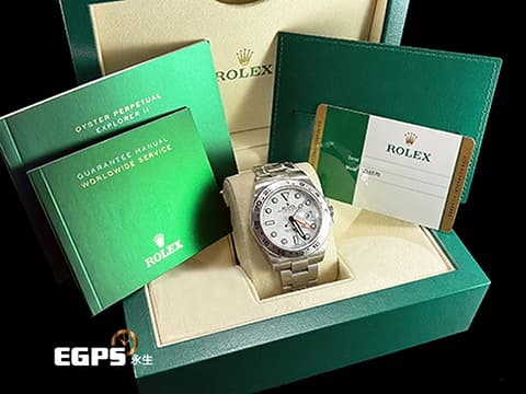 ROLEX 勞力士 Explorer II 蠔式 探險家二型 216570 橘色GMT兩地時區指針 白色面盤 不鏽鋼 探二 2020年保卡 自動上鍊 42mm