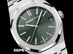 Audemars Piguet 愛彼 AP錶 Royal Oak 皇家橡樹 15510ST.OO.1320ST.09 <font color="#008000">軍綠色格紋面盤</font> 不鏽鋼材質 大三針 <font color="#ff0000">一手錶未整理&nbsp;</font><font color="#FF0000">2023年保卡</font>&nbsp;自動上鍊 41mm