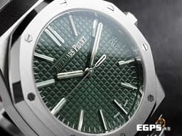 Audemars Piguet 愛彼 AP錶 Royal Oak 皇家橡樹 15510ST.OO.1320ST.09 <font color="#008000">軍綠色格紋面盤</font> 不鏽鋼材質 大三針 <font color="#ff0000">一手錶未整理&nbsp;</font><font color="#FF0000">2023年保卡</font>&nbsp;自動上鍊 41mm