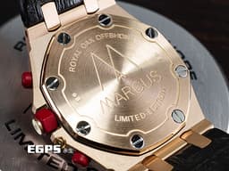 Audemars Piguet AP錶 愛彼 Royal Oak Offshore 皇家橡樹離岸型 計時碼錶 26299OR.OO.D001GA.01 18K玫瑰金材質 <font color="#05f0f0">黑色“Mega Tapisserie”錶盤</font> <font color="#FF0000">馬庫斯標誌錶背 全球限量50枚 </font>自動上鏈&nbsp;42mm