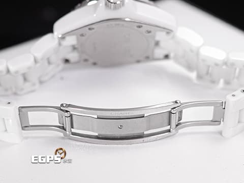 CHANEL 香奈兒 J12 White Ceramic H0968 經典 白陶瓷 大三針 專利不鏽鋼蝴蝶扣 石英腕錶 33mm