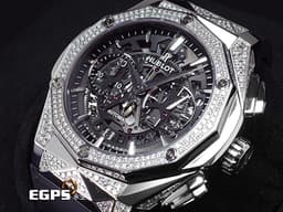 HUBLOT 宇舶 Classic Fusion 經典融合系列 鈦金屬材質&nbsp;<font color="#FF0000">法國當代藝術家 Richard Orlinski 聯名設計錶款</font><font color="#FF0000">&nbsp;</font>525.NX.0170.RX.1804.ORL18 <font color="#05f0f0">原鑲鑽錶 原廠鑲嵌天然美鑽312顆，共約2.04克拉</font> 鏤空面盤 自動上鍊 計時碼錶 45mm