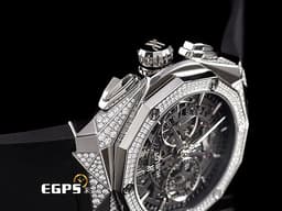 HUBLOT 宇舶 Classic Fusion 經典融合系列 鈦金屬材質&nbsp;<font color="#FF0000">法國當代藝術家 Richard Orlinski 聯名設計錶款</font><font color="#FF0000">&nbsp;</font>525.NX.0170.RX.1804.ORL18 <font color="#05f0f0">原鑲鑽錶 原廠鑲嵌天然美鑽312顆，共約2.04克拉</font> 鏤空面盤 自動上鍊 計時碼錶 45mm