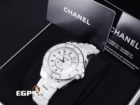 CHANEL 香奈兒 J12 Caliber 12.1系列 White Ceramic H5700 白陶瓷 經典 大三針 專利不鏽鋼蝴蝶扣 新機芯 透明錶背 2025年保單 自動上鍊 38mm