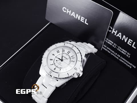 CHANEL 香奈兒 J12 Caliber 12.1系列 White Ceramic H5700 白陶瓷 經典 大三針 專利不鏽鋼蝴蝶扣 新機芯 透明錶背 2024年保單 自動上鍊 38mm