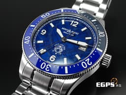 Montblanc 萬寶龍 1858系列 Iced Sea 129369<font color="#33CCFF">夜光6/9/12數字時標 酷炫冰山底蓋 實用的超值藍水鬼~~~</font> <font color="#4169e1">藍色冰河紋圖案錶盤 陶瓷錶圈</font> 不鏽鋼 <font color="#FF0000">最新快拆式錶帶 2025保單</font> 自動上鍊 41mm