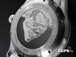 Montblanc 萬寶龍 1858系列 Iced Sea 129369<font color="#33CCFF">夜光6/9/12數字時標 酷炫冰山底蓋 實用的超值藍水鬼~~~</font> <font color="#4169e1">藍色冰河紋圖案錶盤 陶瓷錶圈</font> 不鏽鋼 <font color="#FF0000">最新快拆式錶帶 2025保單</font> 自動上鍊 41mm