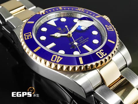 ROLEX 勞力士 Submariner 潛航者 116613LB  藍水鬼 18K黃金 半金款 陶瓷錶框 116613 LB 絕版經典烤漆面盤 潛水錶 自動上鍊 40mm
