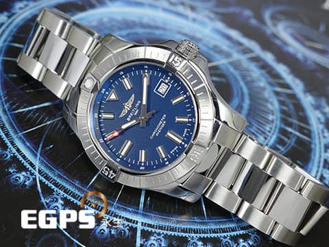 BREITLING 百年靈 Avenger Automatic 43 復仇者系列 A17318 不鏽鋼材質 藍色面盤 2025年保單 自動上鍊 43mm