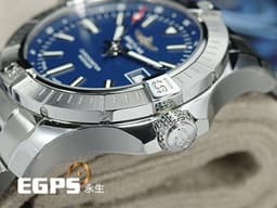 BREITLING 百年靈 Avenger Automatic 43 復仇者系列 A17318 不鏽鋼材質 <font color="#0582f5">藍色面盤</font> <font color="#FF0000">2025年保單</font> 自動上鍊 43mm