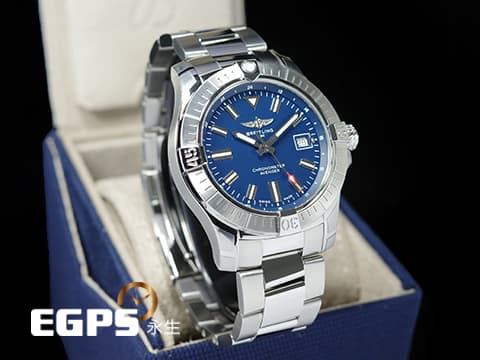 BREITLING 百年靈 Avenger Automatic 43 復仇者系列 A17318 不鏽鋼材質 藍色面盤 2025年保單 自動上鍊 43mm