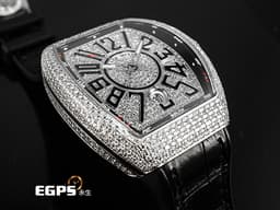 Franck Muller 法蘭穆勒 FM Vanguard V41 不鏽鋼材質 <font color="#05f0f0">精鑲鑽錶 精鑲滿天星面盤</font> 自動上鍊&nbsp;40.8X50mm