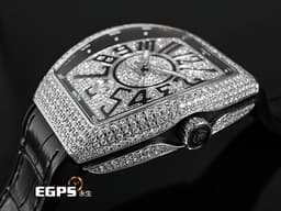 Franck Muller 法蘭穆勒 FM Vanguard V41 不鏽鋼材質 <font color="#05f0f0">精鑲鑽錶 精鑲滿天星面盤</font> 自動上鍊&nbsp;40.8X50mm