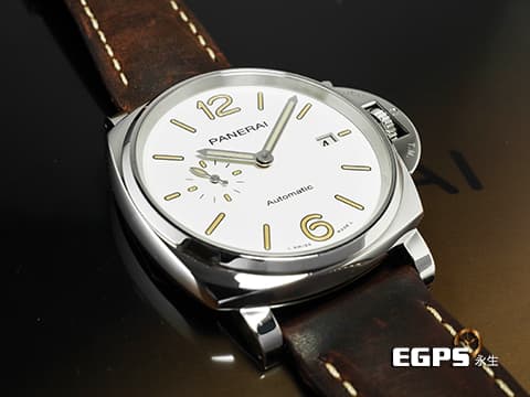 PANERAI 沛納海 LUMINOR DUE PAM1046 小秒針 PAM01046 不鏽鋼材質 白色奶油面盤 沛納海專利護橋 夜光指針 2021年保單 台灣公司貨&nbsp;自動上鍊 42mm