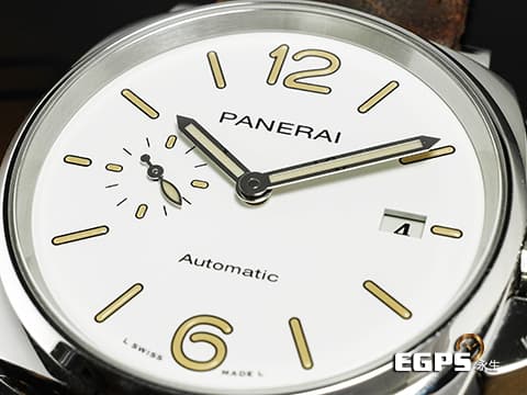 PANERAI 沛納海 LUMINOR DUE PAM1046 小秒針 PAM01046 不鏽鋼材質 白色奶油面盤 沛納海專利護橋 夜光指針 2021年保單 台灣公司貨&nbsp;自動上鍊 42mm