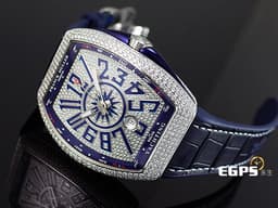 Franck Muller 法蘭穆勒 FM Vanguard V45 <font color=#00bfff>Yachting 遊艇系列</font>  V45 SC DT 精鑲滿天星鑽錶 <font color=#FF0000> 滿滿的美鑽耀眼奪目，絕對是目光的焦點，歡迎來店試戴！！</font> 滿天星鑽面 自動上鏈 44x54 mm