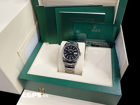 ROLEX 勞力士 Datejust 36 蠔式日誌型 126234 亮黑色面盤 不鏽鋼 DJ36 經典三角坑紋錶圈 2024年保單 蠔式（Oyster）三節板帶 自動上鍊 36mm