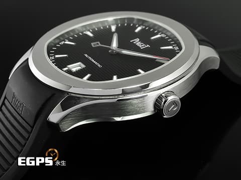 PIAGET 伯爵 Polo Date系列 G0A47014 不鏽鋼材質 黑色條紋面盤 鏤空字母「P」紅色尖端秒針&nbsp;2025年保卡&nbsp;自動上鍊 42mm