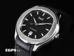 PIAGET 伯爵 Polo Date系列 G0A47014 不鏽鋼材質 <font color="#05f0f0">黑色條紋面盤 鏤空字母「P」紅色尖端秒針</font>&nbsp;<font color="#FF0000">2025年保卡</font>&nbsp;自動上鍊 42mm