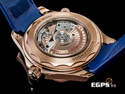 OMEGA 歐米茄 Seamaster 海馬系列 21062422003001 18K玫瑰金材質 <font color=#2828FF>藍色陶瓷波浪紋面盤、藍色陶瓷錶圈、藍色橡膠錶帶 </font> <font color=#FF0000> 2022年保單 </font> 同軸擒縱 排氦氣閥 潛水錶 自動上鍊 42mm