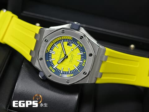 Audemars Piguet 愛彼 AP錶 Royal Oak Offshore Diver 15710 ST 皇家橡樹 離岸型 潛水錶 15710ST.OO.A051CA.01  絕版終極陽光黃配色【LEMON大檸檬】   專賣店限定款 2017年保單 新式保卡 原廠藍色、黃色橡膠錶帶 全球限量200顆  42mm