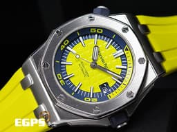 Audemars Piguet 愛彼 AP錶 Royal Oak Offshore Diver 15710 ST 皇家橡樹 離岸型 潛水錶 15710ST.OO.A051CA.01 <font color=#ffff00> 絕版終極陽光黃配色【LEMON大檸檬】 </font>  <font color=#FF0000>專賣店限定款 2017年保單 新式保卡 原廠藍色、黃色橡膠錶帶 全球限量200顆 </font> 42mm