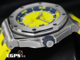 Audemars Piguet 愛彼 AP錶 Royal Oak Offshore Diver 15710 ST 皇家橡樹 離岸型 潛水錶 15710ST.OO.A051CA.01 <font color=#ffff00> 絕版終極陽光黃配色【LEMON大檸檬】 </font>  <font color=#FF0000>專賣店限定款 2017年保單 新式保卡 原廠藍色、黃色橡膠錶帶 全球限量200顆 </font> 42mm