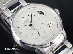 GLASHUTTE ORIGINAL 格拉蘇蒂 Pano MaticLunar 1-90-02-42-32-71 不鏽鋼材質 偏心月相 德式經典大日期窗 <font color="#FF0000"> 2022保單 商務菁英 低調穩重的選擇 </font> 透明錶背 自動上鍊 40mm
