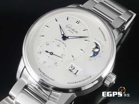 GLASHUTTE ORIGINAL 格拉蘇蒂 Pano MaticLunar 1-90-02-42-32-71 不鏽鋼材質 偏心月相 德式經典大日期窗  2022保單 商務菁英 低調穩重的選擇  透明錶背 自動上鍊 40mm