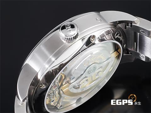 GLASHUTTE ORIGINAL 格拉蘇蒂 Pano MaticLunar 1-90-02-42-32-71 不鏽鋼材質 偏心月相 德式經典大日期窗  2022保單 商務菁英 低調穩重的選擇  透明錶背 自動上鍊 40mm