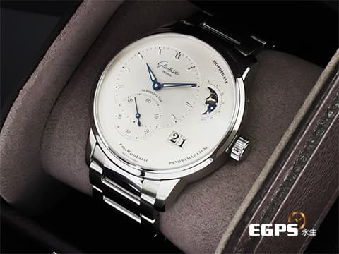 GLASHUTTE ORIGINAL 格拉蘇蒂 Pano MaticLunar 1-90-02-42-32-71 不鏽鋼材質 偏心月相 德式經典大日期窗  2022保單 商務菁英 低調穩重的選擇  透明錶背 自動上鍊 40mm